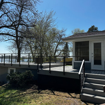 Lakefront Deck with Black Cable Railing