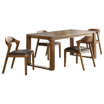 Rasmus 5-Piece Dining Set, Chestnut Wire-Brush, 4 Side Chairs
