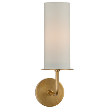 Larabee Single Sconce in Soft Brass with Cream Linen Shade