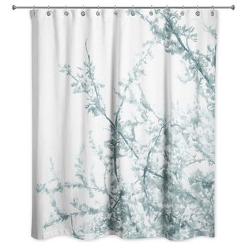 Soft Blue Flowering Tree 71x74 Shower Curtain