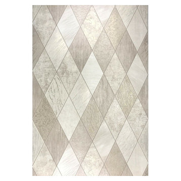 Wallpaper beige gold ivory Textured Modern faux diamond Tiles, 57 Sq.ft Double R