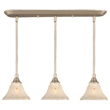 Toltec Lighting 3-Light Mini Pendant, Brushed Nickel, Frosted Crystal Glass