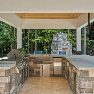 Check out this home done in our Centurion Norris Gray Stack and Ivory Travertine