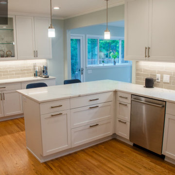 The Right Lights and White Quartz for a Bright Kitchen