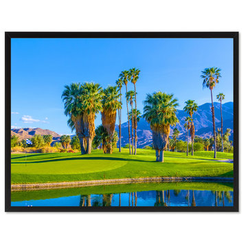 Palm Spring Golf Course Photo Print on Canvas with Picture Frame, 28"x37"