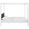 Raina Queen Canopy Steel Bed Frame, White/Gray