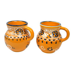 Global Crafts - Encantada Handmade Mug, Beaker Mango - Mugs