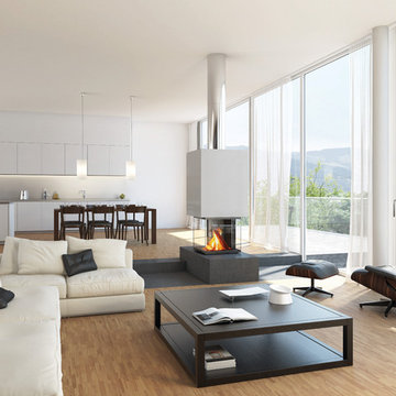 Kamin mit 3 Sichtseiten