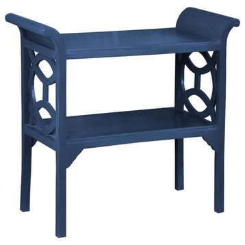 Sunset Trading Cottage Transitional Wood Accent Table and Console in Navy Blue