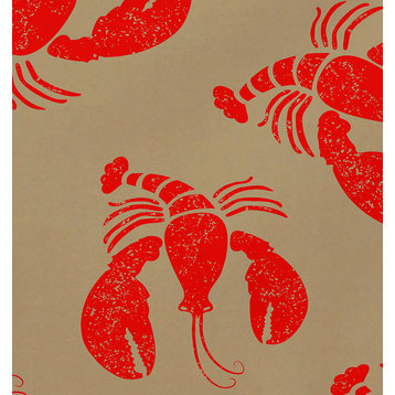 18"x14" Lobster Fest, Animal Print Placemat, Taupe And Beige, Set of 4