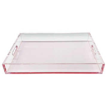 Lucite Tray with handle, Pink