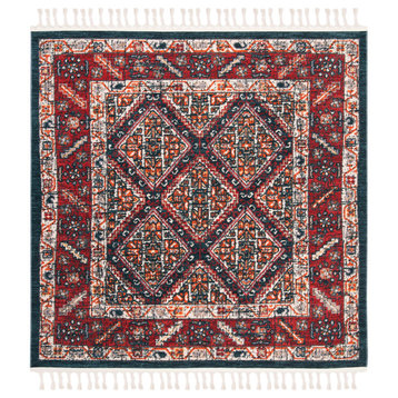 Safavieh Farmhouse Collection FMH820 Rug, Ivory/Navy, 6'3" Square