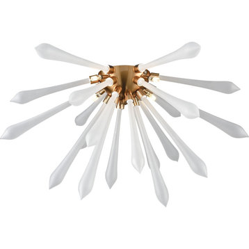 Spiritus Flush Mount - Frosted Glass, Aged Brass