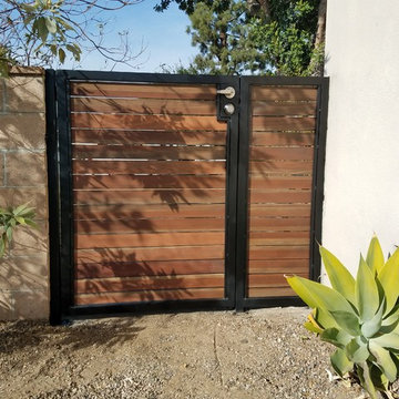 Metal Frame Gate With Redwood Horizontal Boards
