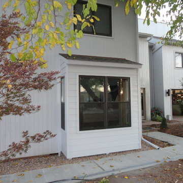 Bay window and sidewalk