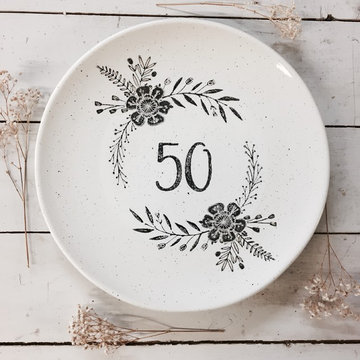 Hand Painted 50th Anniversary Serving Plate