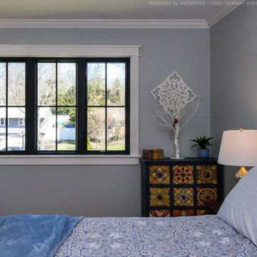New Black Windows in Stylish Bedroom - Renewal by Andersen Long Island, NY