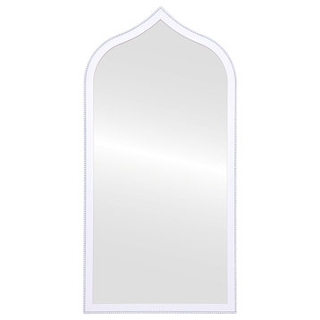 Vienne Framed Full Length Mirror, Teardrop Cathedral, 23.4"x47.4", Linen White