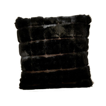 Faux Love Thy Prey Pillow, Mink Patchwork Black Fur, Black, 14"x20"
