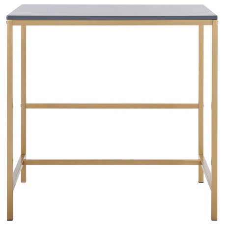 Safavieh Viv Glossy Wooden Desk, Light Grey/Gold