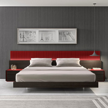 Porto Bed with Nightstands | Wenge & Red