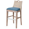Belize 30" Barstool In Rustic Driftwood, Daphnie Blue