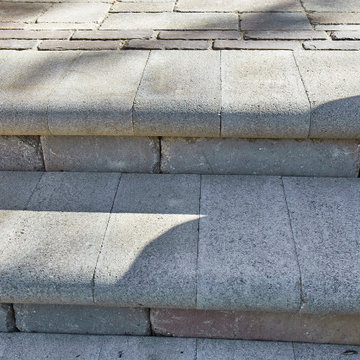Paver Patio with Rounded Steps and Walkway
