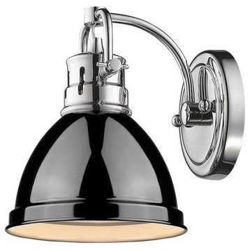 Duncan 1 Light Bath Vanity in Chrome with a Black Shade