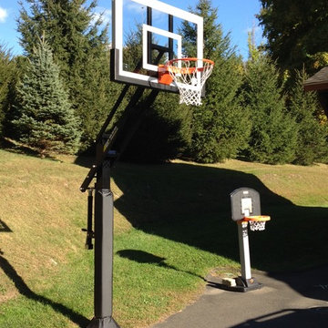 Todd B's Pro Dunk Silver Basketball System on a 20x20 in Bethel, CT