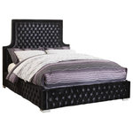 Meridian Furniture USA - Sedona Velvet Upholstered Bed, Black, Queen - Elegant and eye-catching, the stunning Sedona bed from Meridian Furniture is the perfect addition to any space. The bed is upholstered in rich Velvet that is complimented by a unique all over tufted design. Strength and beauty is guaranteed with a solid wood frame and chrome legs.