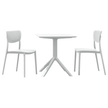 Lucy Outdoor Bistro 3-Piece Set With 31" Table Top White