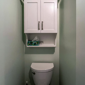 Primary Bathroom with Custom Corian and Tiled Shower, Tiled Tub Surround