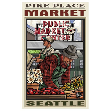 Paul A. Lanquist Pikes Street Market Seattle Washington Art Print, 12"x18"