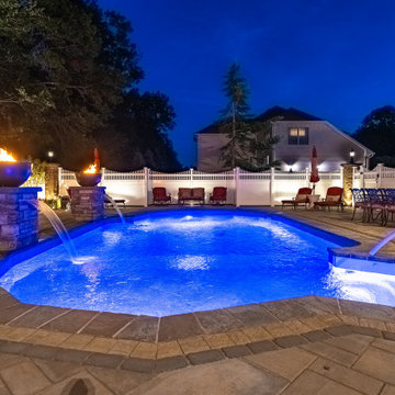 Farmingdale, NJ: Full Backyard Makeover, Pool Renovation, Pavilion Install