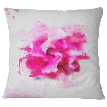 Beautiful Red Flower With Color Splashes Floral Throw Pillow, 16"x16"