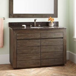 48" BASTIAN TEAK VANITY FOR RECTANGULAR UNDERMOUNT SINK - RUSTIC BROWN - Bathroom Vanities And Sink Consoles