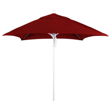 California Umbrella Venture 6' White Market Umbrella in Jockey Red