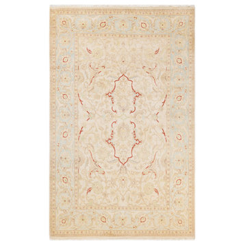 Eclectic, One-of-a-Kind Hand-Knotted Area Rug Ivory, 6'0"x9'3"