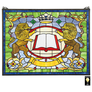 Design Toscano Lion Coat Of Arms Stained Glass Window