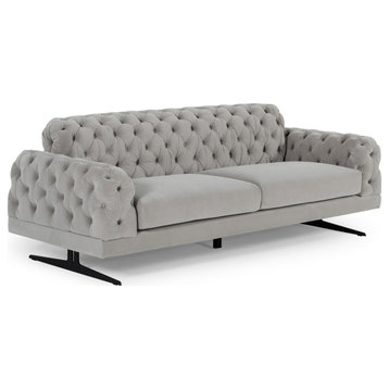 Divani Casa Sepulveda Modern Gray Fabric Sofa