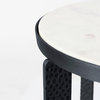 Patrick White Marble Top w/ Black Iron Frame Round Accent Table