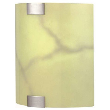 Lite Source Fluorescent Wall Sconce, Polished Steel, Glass Shade