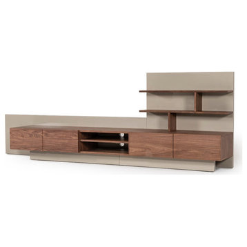 Nils Contemporary Gray and Walnut TV Stand