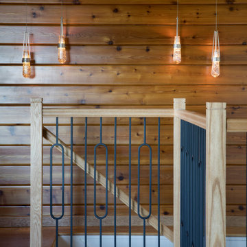 Wood Farmhouse Staircase | Kimball Starr Interior Design