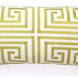 Trina Turk Lime Greek Key Embroidered Pillow - Decorative Pillows