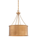 Savoy House - Rochester 4 Light Pendant, Gold Patina - The crisp, versatile look of a drum pendant is given a luxe update with the Savoy House Rochester pendant. The shade is finished in gold patina to go with your decor, as well as provide lots of shimmer!