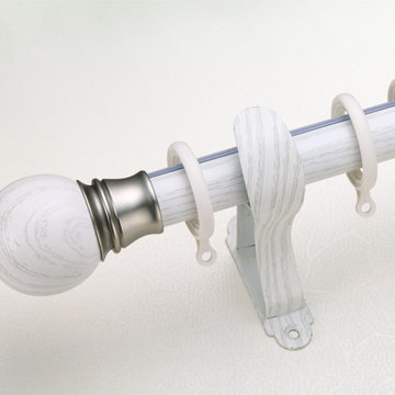 QYR15 Tate 1-1/8" Diameter Aluminum Alloy Wood Grain Single Double Curtain rod s
