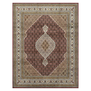 Fine Oriental Mahi 7’10” x 10’1” Red Wool Traditional Hand-Knotted Area ...
