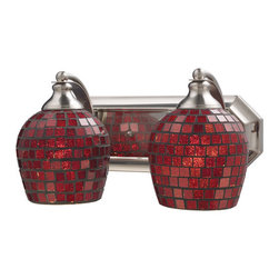 ELK - Bath And Spa 2-Light Vanity, Satin Nickel And Copper Glass - Bathroom Vanity Lighting