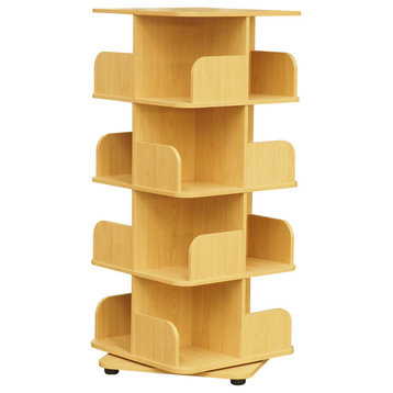 Oneonta Revolving Bookcase Tower Display Unit, Wood, Natural, 4 Tier